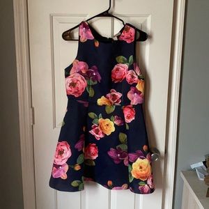 Multi-Color Floral and Navy Mini Dress